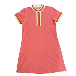 Spartina short sleeve Serena pique dress Orange gold zip preppy cotton Large